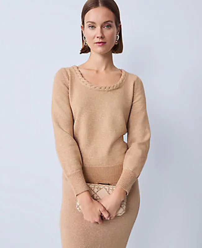 Ann Taylor Metallic Braided Scoop Neck Sweater made by Ann Taylor