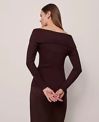 Ann Taylor Twisted Off-The-Shoulder Sweater sold by Ann Taylor product image thumbnail 3