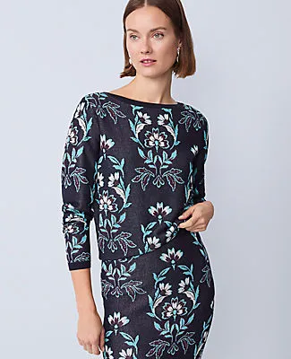Ann Taylor Floral Jacquard Boatneck Sweater sold by Ann Taylor product image thumbnail 3