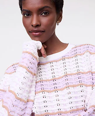 Ann Taylor Textured Stitch Striped Sweater sold by Ann Taylor product image thumbnail 3