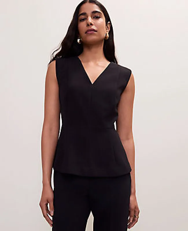 Ann Taylor V-Neck Peplum Vest in Fluid Crepe made by Ann Taylor