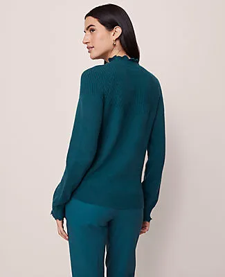 Ann Taylor Ruffle Trimmed Mock Neck Sweater sold by Ann Taylor product image thumbnail 2
