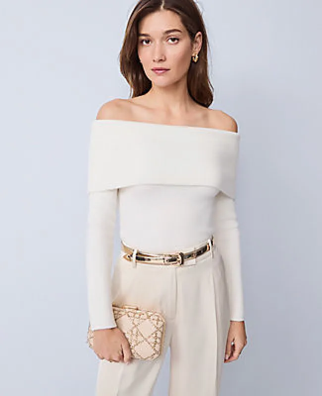 Ann Taylor Ribbed Off-The-Shoulder Sweater made by Ann Taylor
