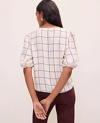 Ann Taylor Petite Windowpane Boatneck Popover Top sold by Ann Taylor product image thumbnail 2