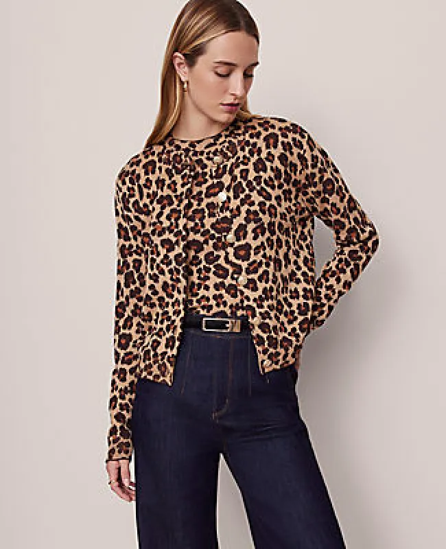 Ann Taylor Animal Print Jacquard Cardigan made by Ann Taylor