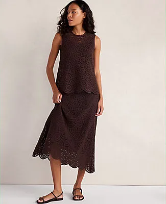 Ann Taylor Haven Well Within Cotton Crochet Scalloped Midi Skirt sold by Ann Taylor product image thumbnail 2