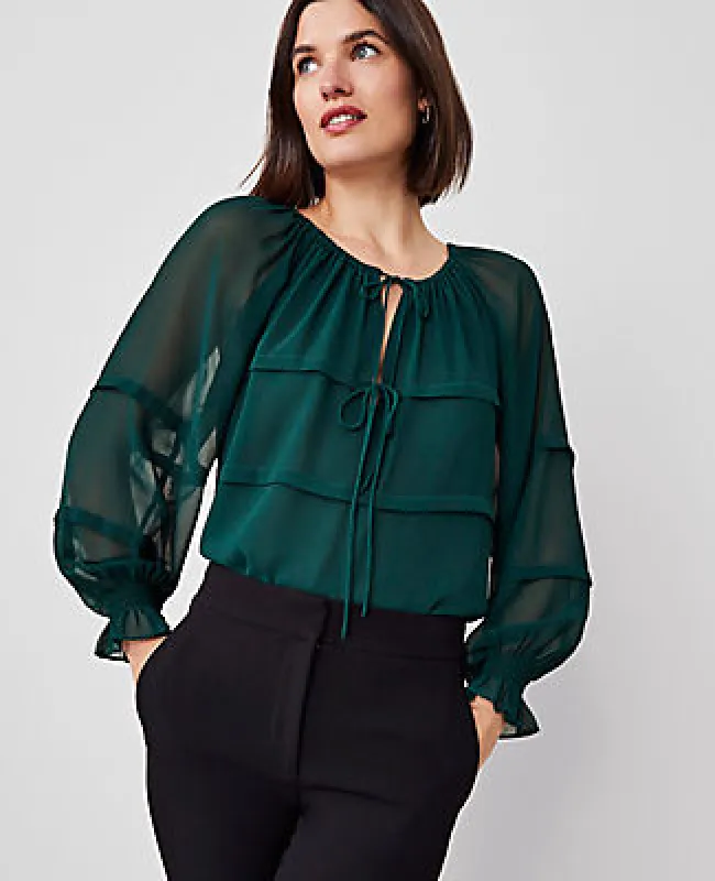 Ann Taylor Tie Neck Ruffle Blouse made by Ann Taylor