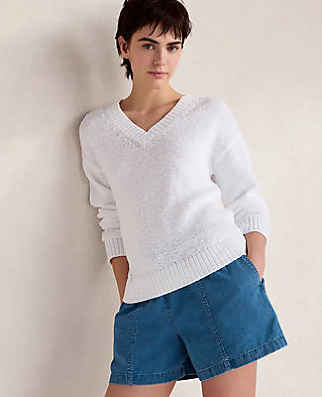 Ann Taylor Haven Well Within Cotton Blend Tape Yarn V-Neck Sweater made by Ann Taylor