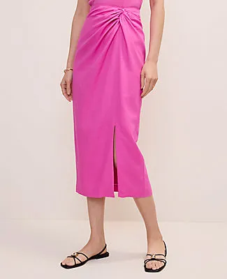 Ann Taylor Knotted Pencil Skirt in Linen Blend sold by Ann Taylor product image thumbnail 2