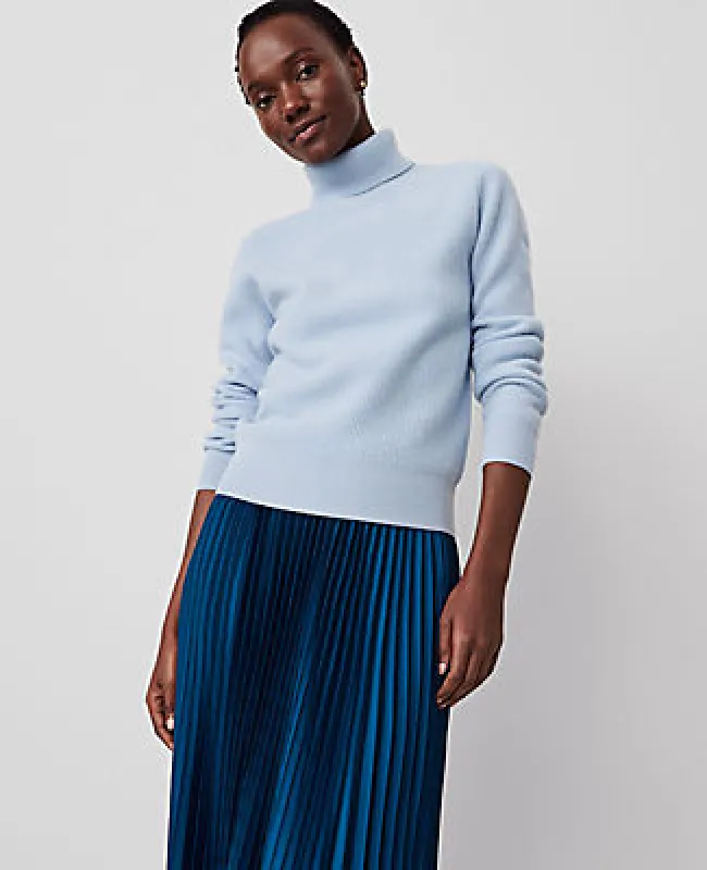 Ann Taylor Cashmere Ribbed Turtleneck Sweater made by Ann Taylor