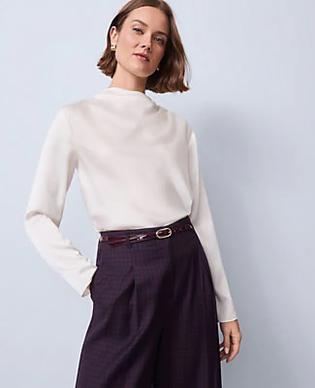 Ann Taylor Petite Asymmetric Satin Top made by Ann Taylor