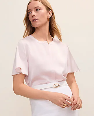 Ann Taylor Flutter Sleeve Top in Satin sold by Ann Taylor
