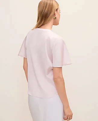 Ann Taylor Flutter Sleeve Top in Satin sold by Ann Taylor product image thumbnail 2