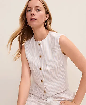 Ann Taylor Weekend Striped Vest in Linen Blend sold by Ann Taylor product image thumbnail 3