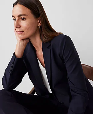 Ann Taylor The Petite Notched Single Button Blazer in Seasonless Stretch sold by Ann Taylor product image thumbnail 4