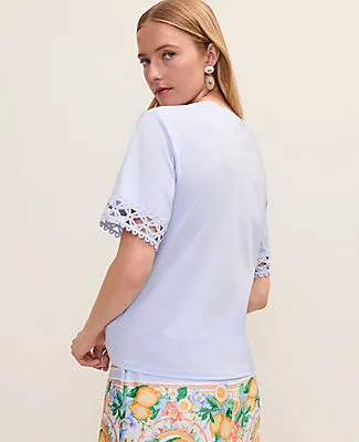Ann Taylor Petite Crochet Trim Relaxed Tee sold by Ann Taylor product image thumbnail 2