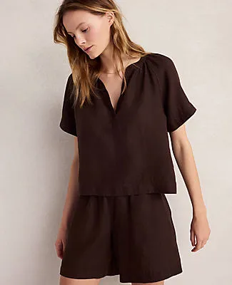 Ann Taylor Haven Well Within Linen Gathered V-Neck Top sold by Ann Taylor product image thumbnail 2