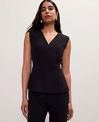 Ann Taylor Petite V-Neck Peplum Vest in Fluid Crepe sold by Ann Taylor