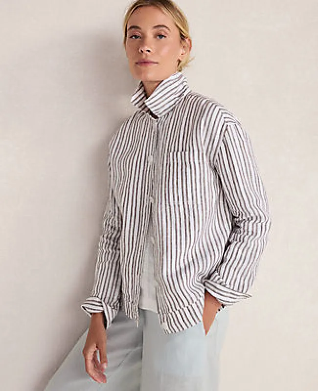 Ann Taylor Haven Well Within Everweave Linen Stripe Boxy Jacket made by Ann Taylor