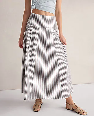 Ann Taylor Haven Well Within Organic Cotton Poplin Stripe Drop Waist Skirt sold by Ann Taylor