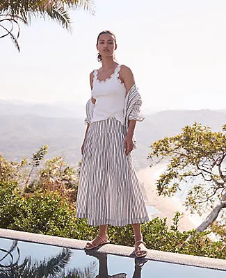 Ann Taylor Haven Well Within Organic Cotton Poplin Stripe Drop Waist Skirt sold by Ann Taylor product image thumbnail 5