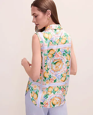 Ann Taylor Lemon Print Shirred Yoke Sleeveless Shirt sold by Ann Taylor product image thumbnail 2