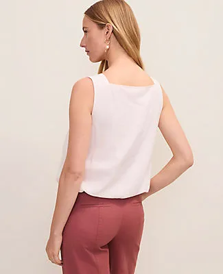Ann Taylor Petite Weekend Bubble Hem Tank Top in Linen Blend sold by Ann Taylor product image thumbnail 2