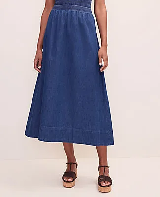 Ann Taylor Petite Weekend Easy Fit Denim Midi Skirt sold by Ann Taylor product image thumbnail 2