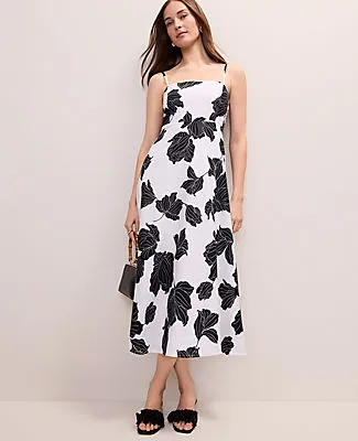 Ann Taylor Floral Midi Dress in Linen Blend sold by Ann Taylor