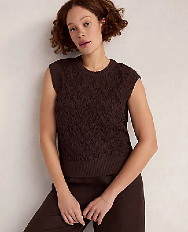 Ann Taylor Haven Well Within Organic Cotton Chain Pointelle Sweater Vest made by Ann Taylor