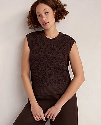 Ann Taylor Haven Well Within Organic Cotton Chain Pointelle Sweater Vest sold by Ann Taylor