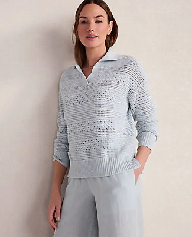 Ann Taylor Haven Well Within Cotton Mixed Stitch Johnny Collar Sweater made by Ann Taylor