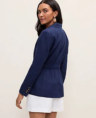 Ann Taylor Petite Weekend Elastic Waist Single Button Blazer in Linen Blend sold by Ann Taylor product image thumbnail 2