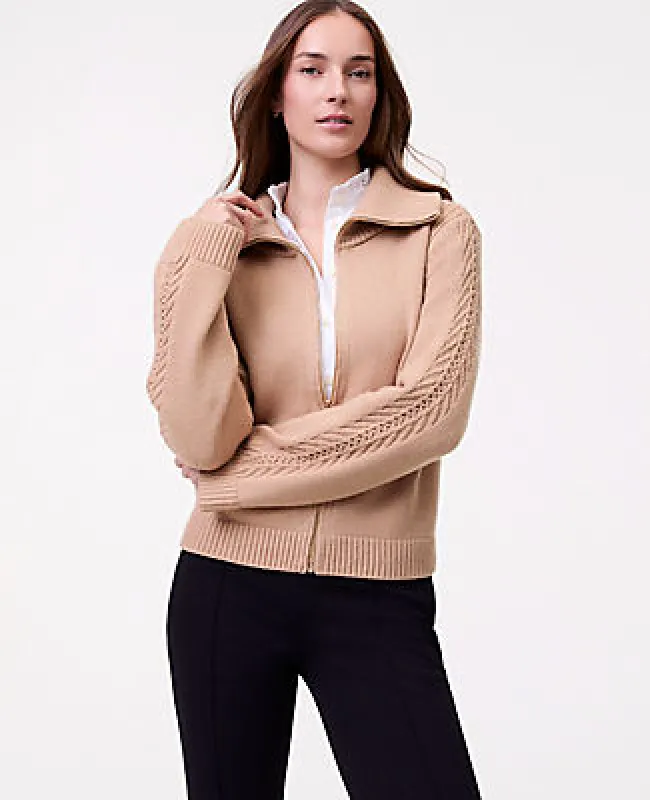 Ann Taylor Weekend Contrast Stitch Sweater Jacket made by Ann Taylor