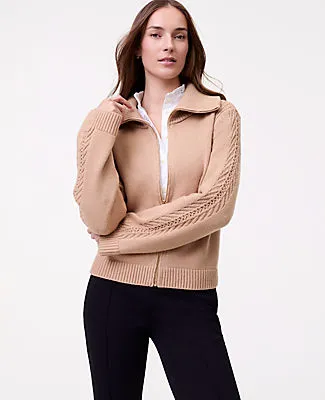 Ann Taylor Weekend Contrast Stitch Sweater Jacket sold by Ann Taylor
