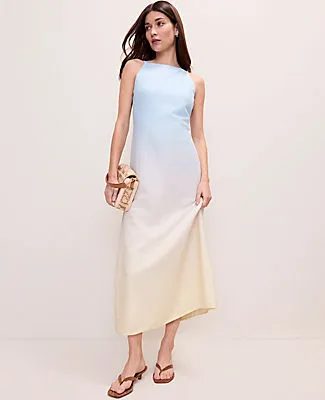 Ann Taylor Petite Weekend Ombré Midi Dress in Linen Blend sold by Ann Taylor