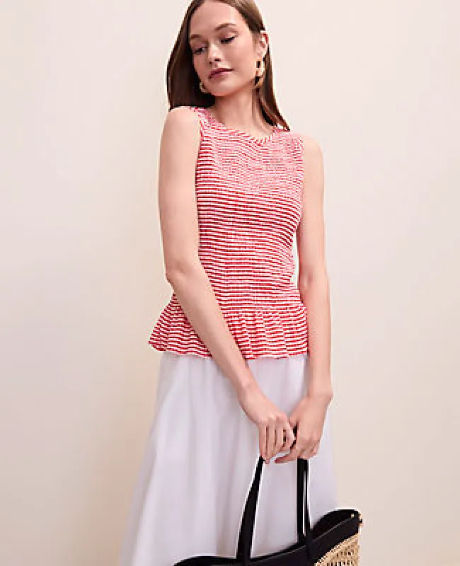 Ann Taylor Gingham Smocked Peplum Tank made by Ann Taylor