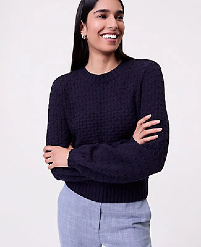 Ann Taylor Honeycomb Cable Crew Neck Sweater made by Ann Taylor