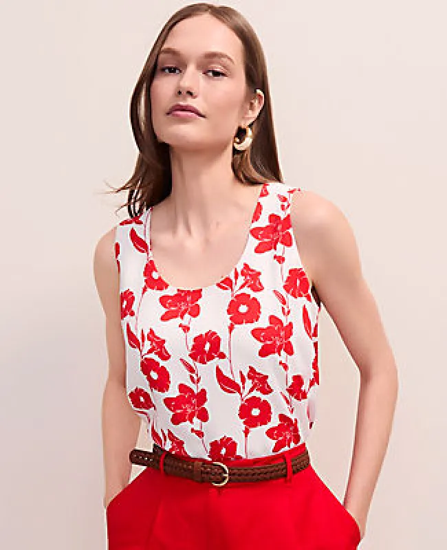 Ann Taylor Petite Floral Mixed Media Tank Top made by Ann Taylor