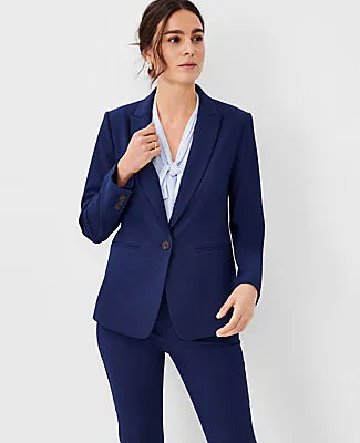 Ann Taylor The Petite Long Single Button Blazer in Bi-Stretch sold by Ann Taylor