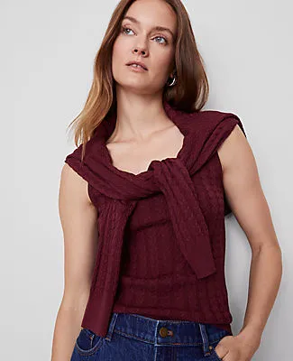 Ann Taylor Mixed Cable Sweater Shell Top sold by Ann Taylor product image thumbnail 4