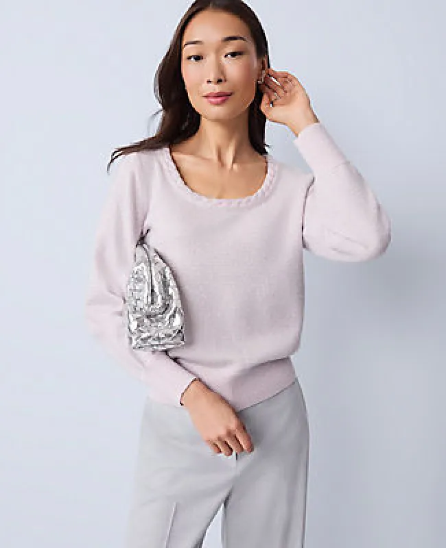 Ann Taylor Metallic Braided Scoop Neck Sweater made by Ann Taylor