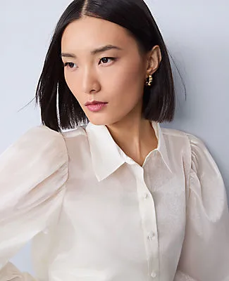 Ann Taylor Petite Collared Shirred Yoke Button Down Shirt sold by Ann Taylor