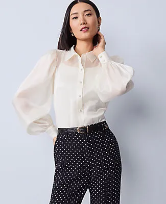 Ann Taylor Petite Collared Shirred Yoke Button Down Shirt sold by Ann Taylor product image thumbnail 3