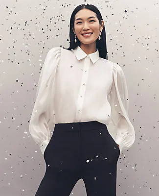 Ann Taylor Petite Collared Shirred Yoke Button Down Shirt sold by Ann Taylor product image thumbnail 5