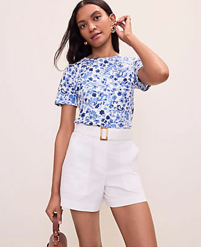Ann Taylor Petite Floral Crew Neck Tee made by Ann Taylor