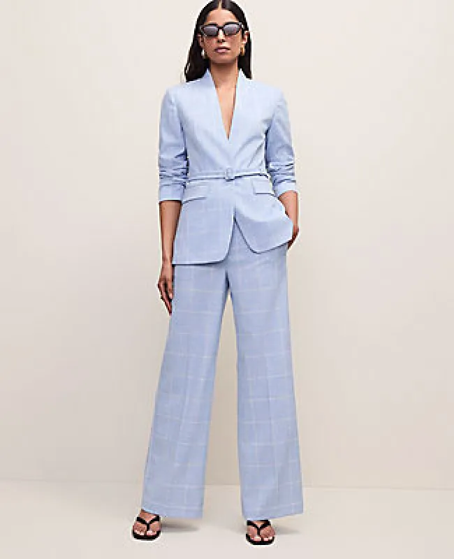 Ann Taylor The Petite Collarless Belted Blazer in Windowpane made by Ann Taylor