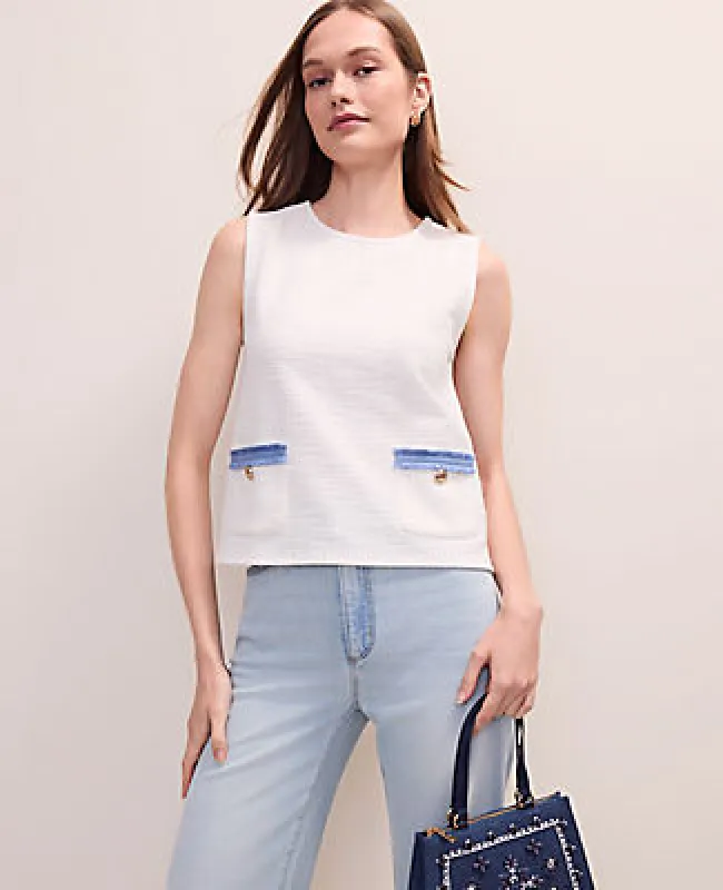 Ann Taylor Petite Braid Trim Tweed Top made by Ann Taylor