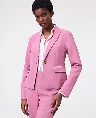 Ann Taylor The Petite Shorter Single Button Blazer in Fluid Crepe sold by Ann Taylor product image thumbnail 3
