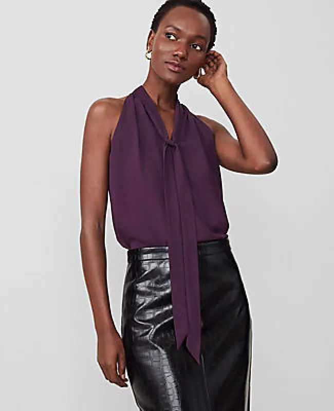 Ann Taylor Petite Tie Neck Halter Top made by Ann Taylor